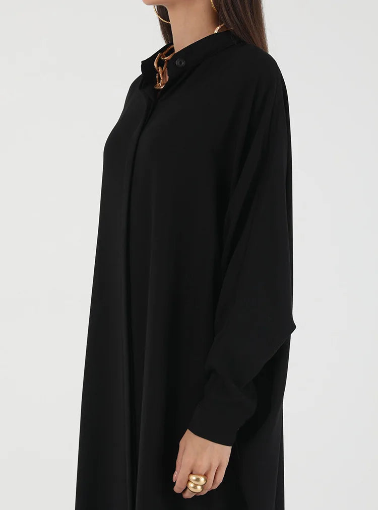 Bat Sleeve Loose-Fit Abaya – Solid Color Dubai & Turkey Style Muslim Dress | One-Size Modest Robe for Women Aleena