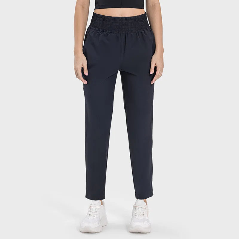 Women Quick-Dry Gym Jogger Pants With Pocket Fitness Running Wear Breathable Solid Pattern Adult Size