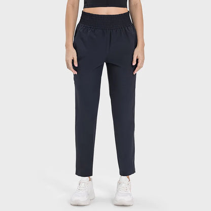 Women Quick-Dry Gym Jogger Pants With Pocket Fitness Running Wear Breathable Solid Pattern Adult Size