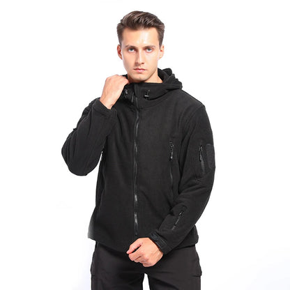 Men’s Winter Tactical Fleece Jacket – Plus Size Warm Polar Hoodie, Multi‑Pocket Full‑Zip Outdoor Coat for Hiking, Camping & Sports Tristan