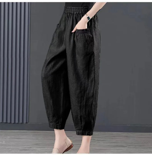 Women's Oversized Cotton Linen Lantern Pants | High-Waist Summer Casual Pants with Pockets Erica