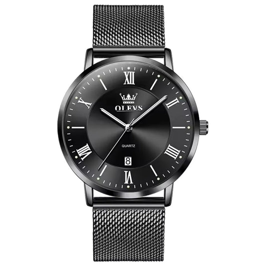 OLEVS 5623 Fashion Quartz Watch – Stainless Steel Band, Luminous Round Dial & Calendar Feature