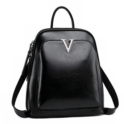 Vintage Waxy Cow Leather Backpack for Women - Stylish Ladies' School and Everyday Bag Cassy