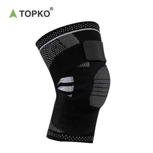 Knitted Elastic Nylon Knee Support Compression Sleeve with Adjustable Belt for Sports & Pain Relief
