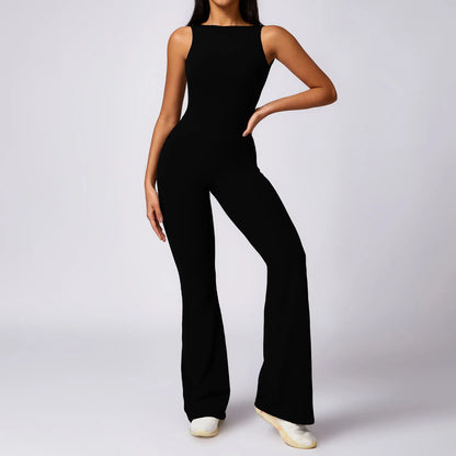 Women’s Scrunch Butt Flare Jumpsuit – Tummy Control Skinny‑Fit Workout Bodysuit for Gym & Casual Wear Assunta