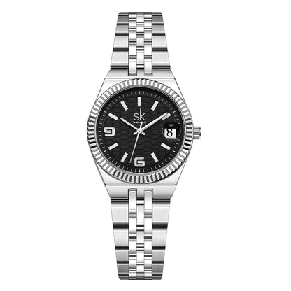 SK Popular Design Women’s Quartz Watch – Luxury Stainless Steel Band Wristwatch, Waterproof Fashion Ladies Timepiece Lysandra
