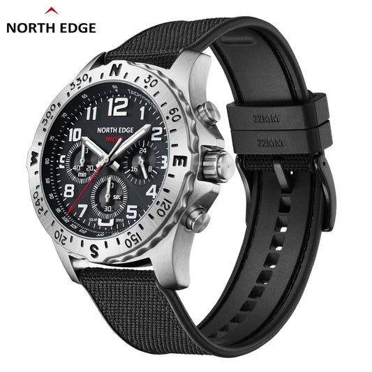North Edge Mach2 Sports Watch – Solar-Powered Waterproof Chronograph with Stainless Steel Design