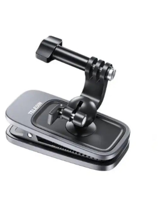 TELESIN 360° Rotating Magnetic Backpack Clip Mount | Clamp Holder for GoPro Hero 12-6, Insta360, DJI Action Cameras
