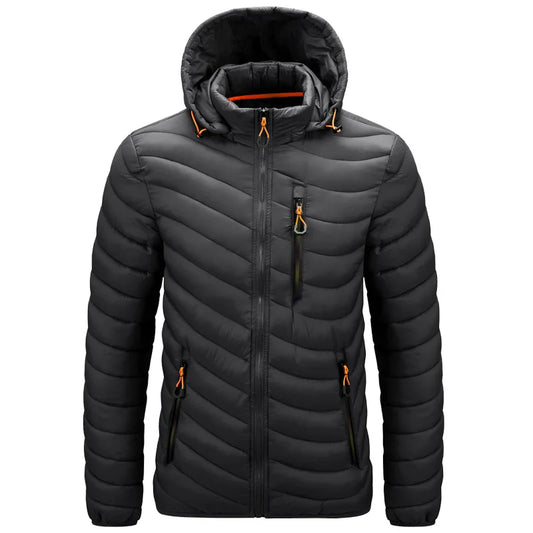 Men's Hooded Casual Cotton Light Down Jacket - Warm Winter Coat & Trench Perrin