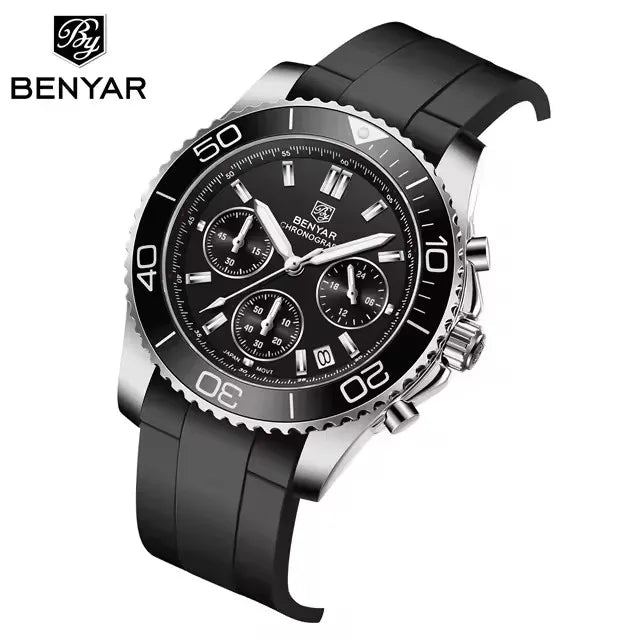 BENYAR S002 Square Luxury Men’s Quartz Watch – Stainless Steel Band, Citizen Movement