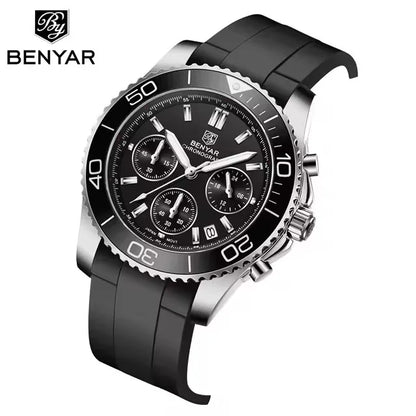 BENYAR S002 Square Luxury Men’s Quartz Watch – Stainless Steel Band, Citizen Movement