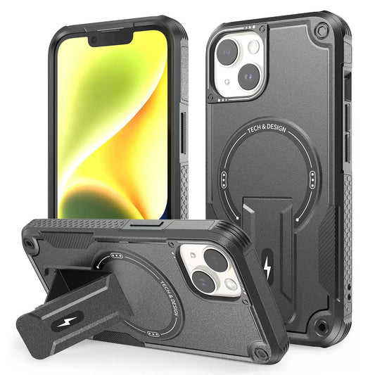 Magnetic Phone Holder Case for Apple iPhone 16/15/14/13/12 Plus/Pro/Max – Shockproof Cover with Charger Support
