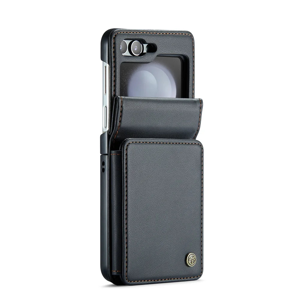 Retro PU Leather Flip Cover | Wallet Case with Card Slots & Kickstand for Samsung Galaxy Z Flip 5
