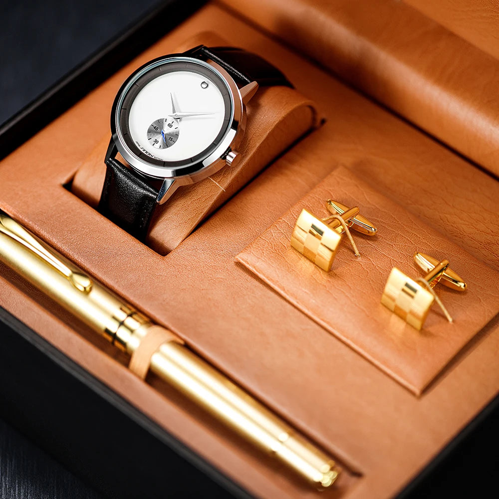 Sinobi Men’s Watch Gift Set – Luxury Watch, Pen & Collar Buckle in Box