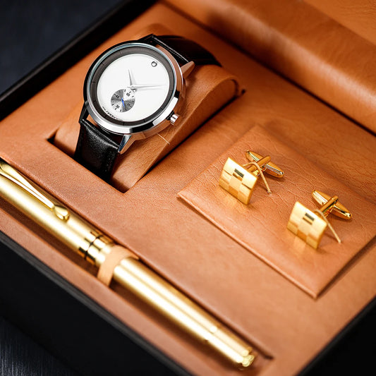 Sinobi Men’s Watch Gift Set – Luxury Watch, Pen & Collar Buckle in Box