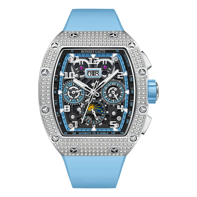 Bonest Gatti Men’s Fully Automatic Mechanical Watch – Diamond Case Luxury-Inspired Timepiece Dev