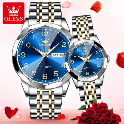 OLEVS 9970 Fashion Quartz Watches: Affordable Business Wrist Watches for Men & Women | Perfect Couple Gift Set