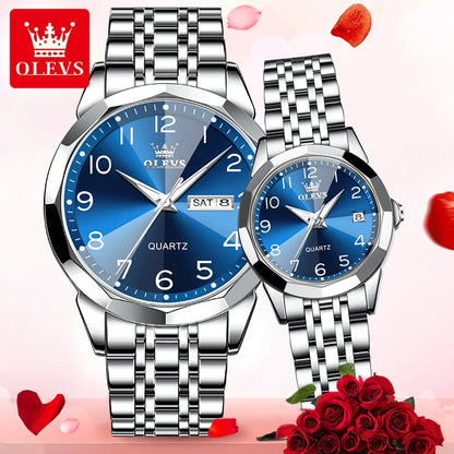 OLEVS 9970 Fashion Quartz Watches: Affordable Business Wrist Watches for Men & Women | Perfect Couple Gift Set