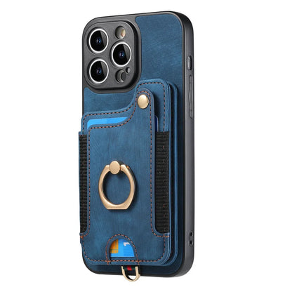 Leather Card Holder Phone Case – Protective Cover with Strap for iPhone 15, 14, 13