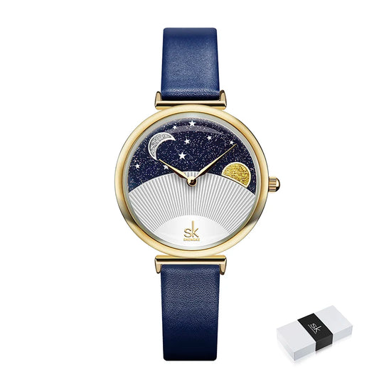 SK Luxury Moon Phase Chronograph Watch – Waterproof Quartz Travel Star Watch with Gift Box Scout