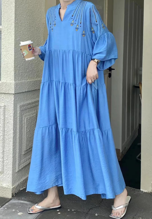 Women's Vintage Embroidered Dress – Casual, Comfortable, Loose Fit, and Slimming Design Elizabeth