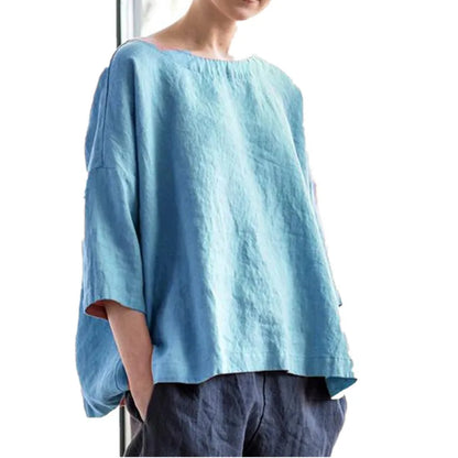 Women Summer Ladies Blouse Cotton Linen Casual Loose Blouses T-shirt Clothing Casual Pullover Shirt