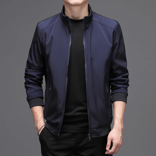 Men's Solid Color Stand Collar Jacket - Business Casual Autumn Outerwear Jace