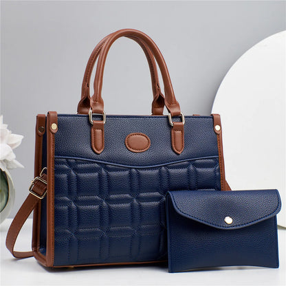 Women's 2-in-1 Designer Tote Bag – Stylish Handbag with Zipper Closure & Polyester Lining for All Seasons