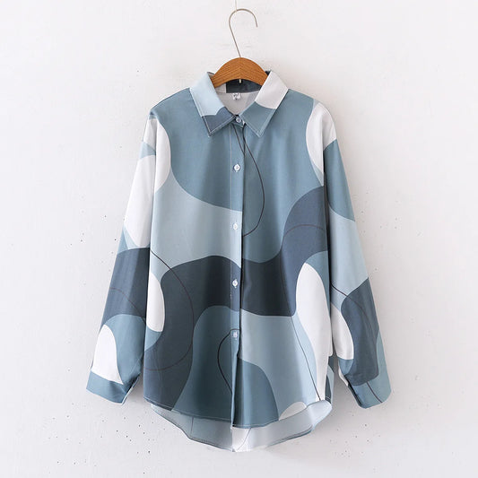 Women's New Floral Print Lapel Long-Sleeve Shirt – Loose-Fit, Trendy, and Stylish Design Relyn