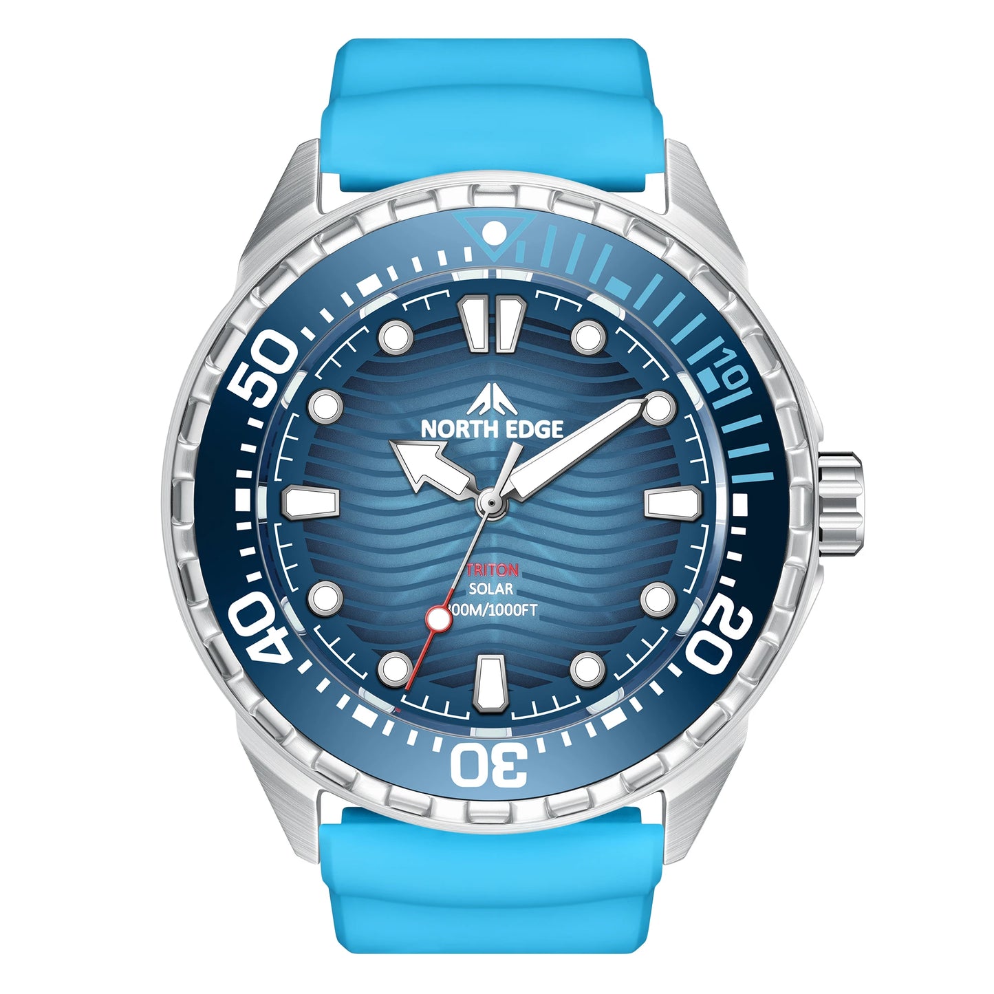 North Edge TRITON Solar-Powered Diving Watch – Men’s Quartz Watch with 316L Stainless Steel Case