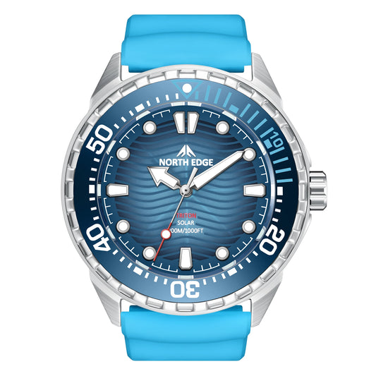 North Edge TRITON Solar-Powered Diving Watch – Men’s Quartz Watch with 316L Stainless Steel Case