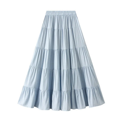 Women’s Cotton Linen Summer A-Line Skirt | Solid Patchwork Design, Lined, Casual Style for Ladies Liza