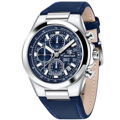 BENYAR 5206 Men’s Luxury Chronograph Watch – Waterproof Quartz Sports Wristwatch with Calendar