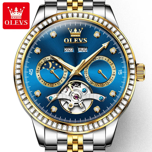 OLEVS 7016 Men's Mechanical Watch - Fashion Business Wristwatch with Stainless Steel Band, Waterproof, Automatic Movement