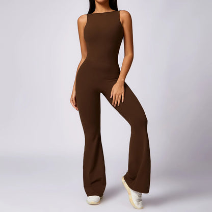 Women’s Scrunch Butt Flare Jumpsuit – Tummy Control Skinny‑Fit Workout Bodysuit for Gym & Casual Wear Assunta