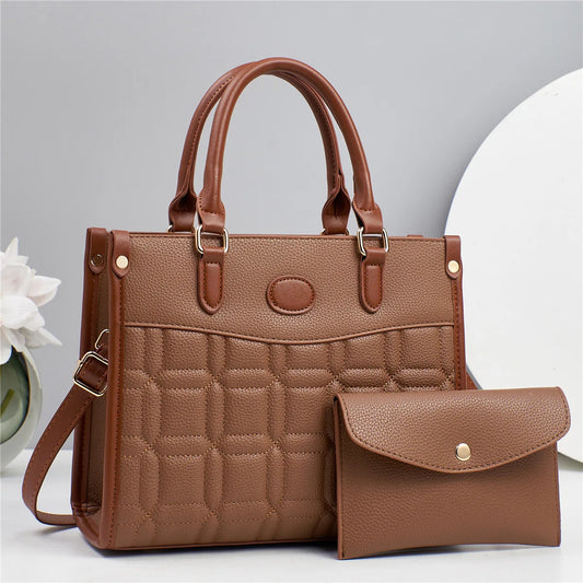 Women's 2-in-1 Designer Tote Bag – Stylish Handbag with Zipper Closure & Polyester Lining for All Seasons