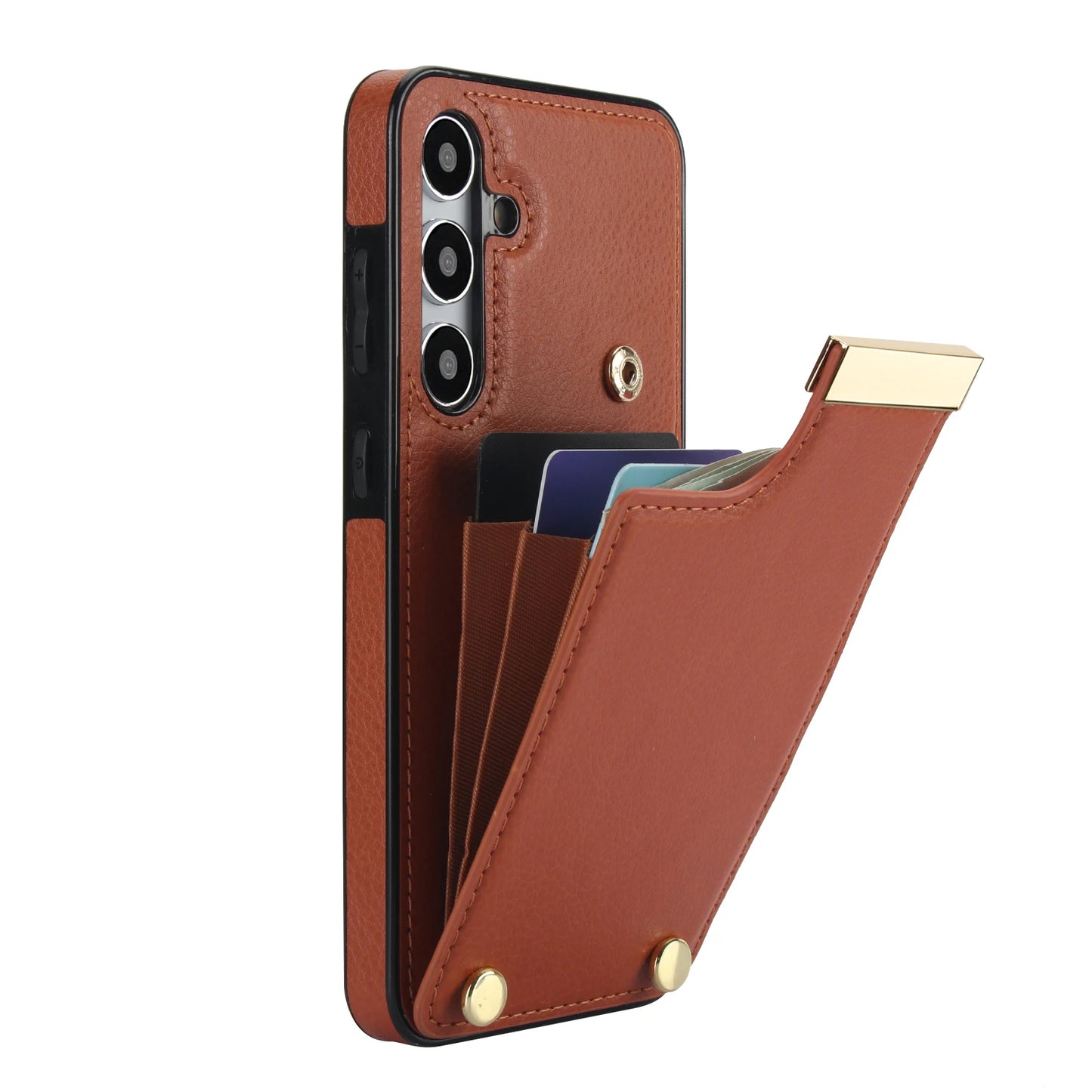 Magnetic Leather Wallet Phone Case | Shockproof Card Holder Back Cover for Samsung S24 & iPhone 15 Pro Max