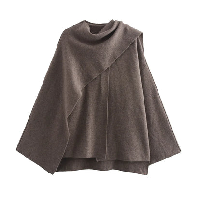 Women's Cape-Style Cropped Coat – Vintage Long Sleeve Chic Outerwear Clara