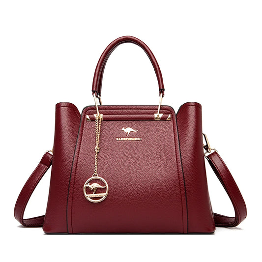 Luxury Leather Handbags for Women - Designer 3-Layer Shoulder & Crossbody Bags, Large Capacity Customized Tote