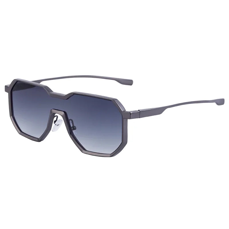 Steampunk Metal Frame Sunglasses for Men | Irregular One-Piece UV400 Designer Shades Logan