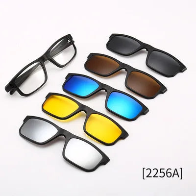 5-in-1 Polarized Magnetic Clip-On Sunglasses for Men & Women – Optical Frame with Magnet Clip-On Sun Glasses Robb