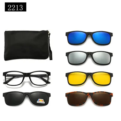 5-in-1 Polarized Magnetic Clip-On Sunglasses for Men & Women – Optical Frame with Magnet Clip-On Sun Glasses Robb