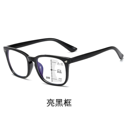 Progressive Multifocus Anti-Blue Light Reading Glasses - Auto Zoom Bifocal Presbyopic Eyewear for Distance & Near Vision Skylar