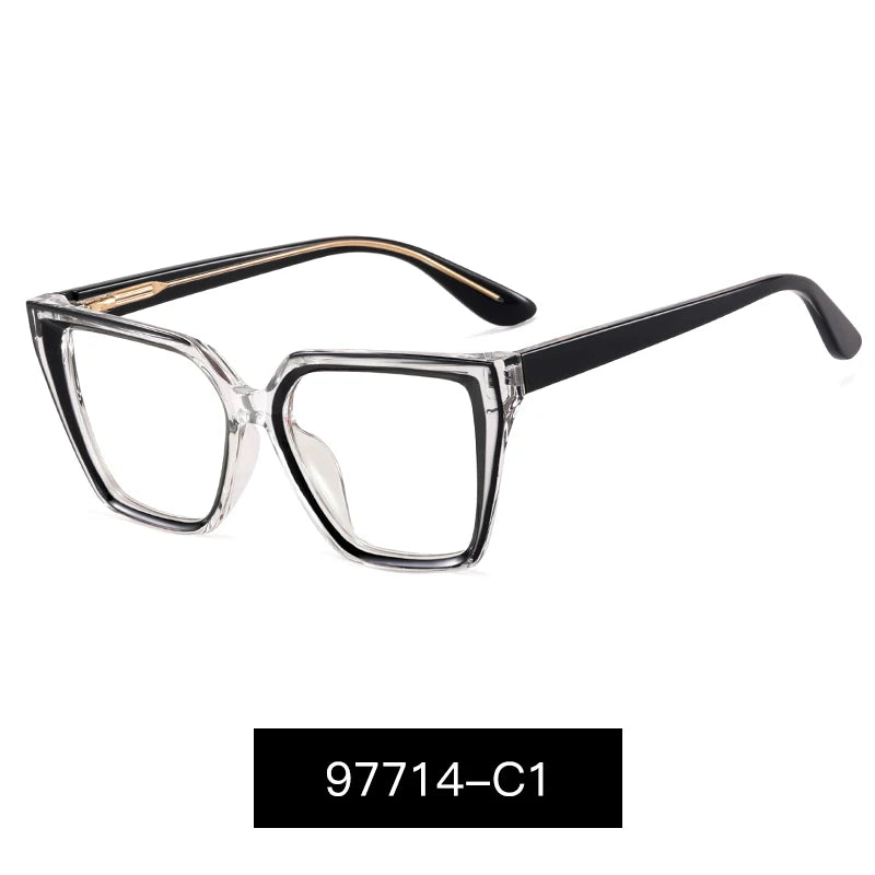 Women’s Square Blue Light Blocking Eyeglasses – TR90+CP Optical Frames | Custom Photochromic Anti-Blue Light Bezel