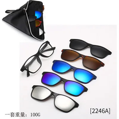 5-in-1 Polarized Magnetic Clip-On Sunglasses for Men & Women – Optical Frame with Magnet Clip-On Sun Glasses Robb