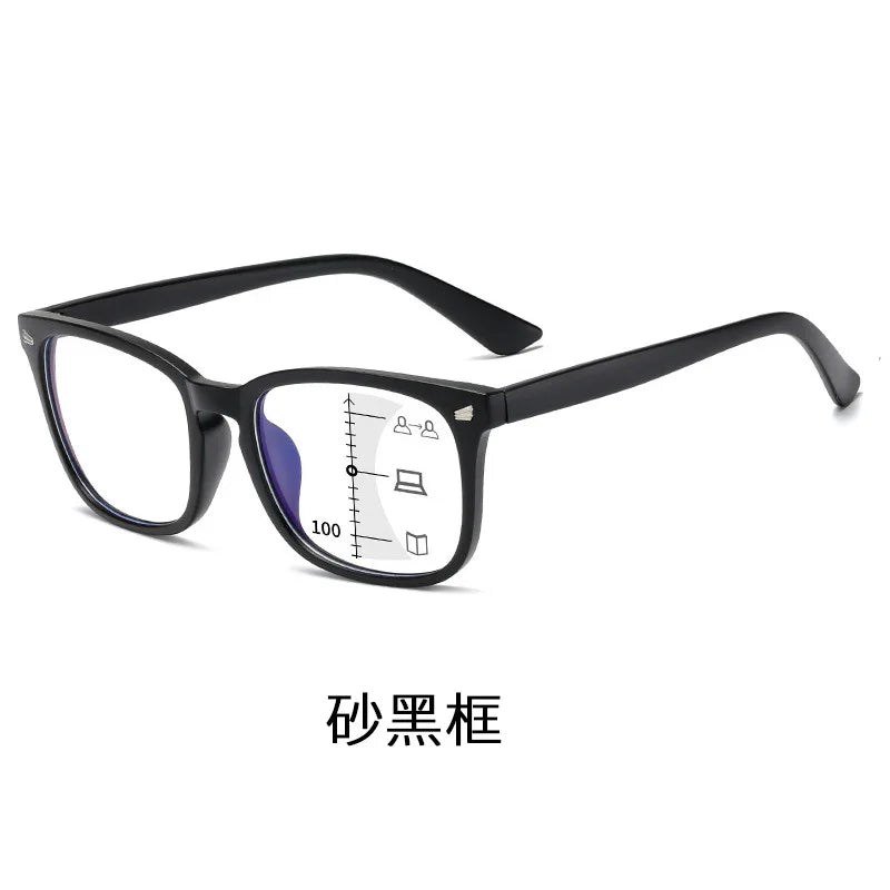 Progressive Multifocus Anti-Blue Light Reading Glasses - Auto Zoom Bifocal Presbyopic Eyewear for Distance & Near Vision Skylar