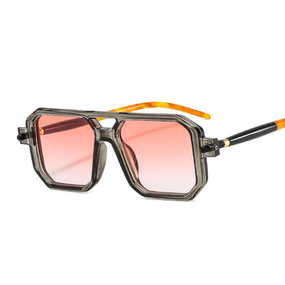 Vintage Square 70s Sunglasses for Women & Men | Retro Flat Top Rectangle Shades with Double Bridge Nesta