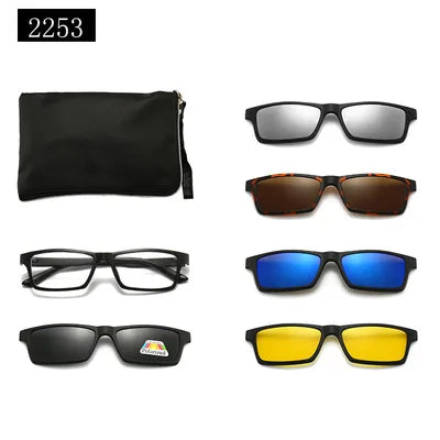5-in-1 Polarized Magnetic Clip-On Sunglasses for Men & Women – Optical Frame with Magnet Clip-On Sun Glasses Robb