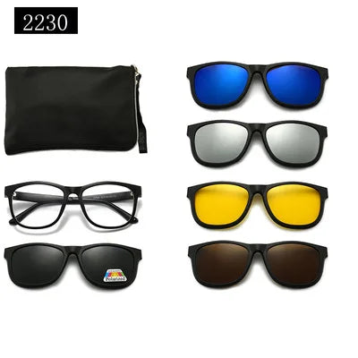 5-in-1 Polarized Magnetic Clip-On Sunglasses for Men & Women – Optical Frame with Magnet Clip-On Sun Glasses Robb