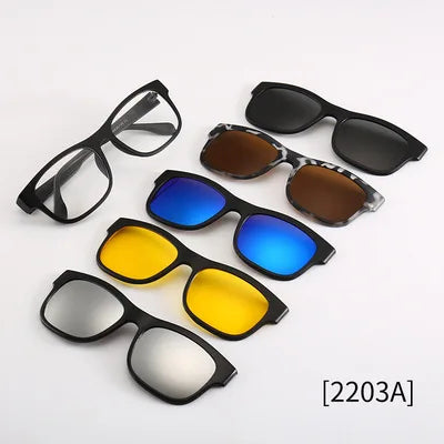 5-in-1 Polarized Magnetic Clip-On Sunglasses for Men & Women – Optical Frame with Magnet Clip-On Sun Glasses Robb